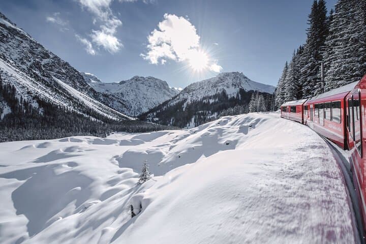 Bernina and Glacier Train Two Routes in One Day from Milan