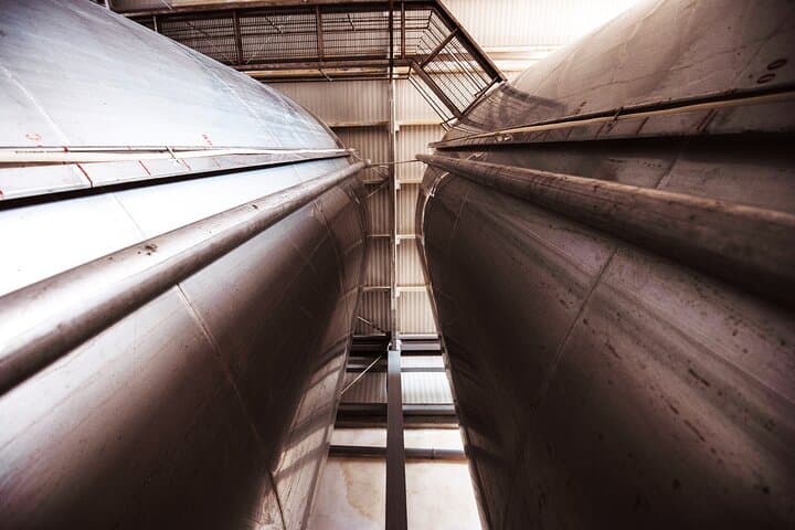 Aging room - Steel barrels seen from below