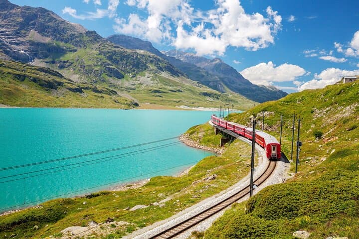 St Moritz & Swiss Alps Day Trip with Bernina Red Train from Milan
