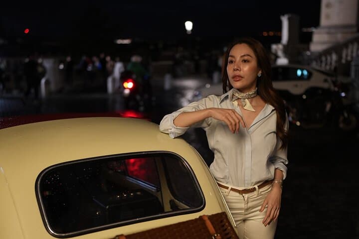 Explore Night in Rome with A Vintage Car Fiat 500 & Photoshoot