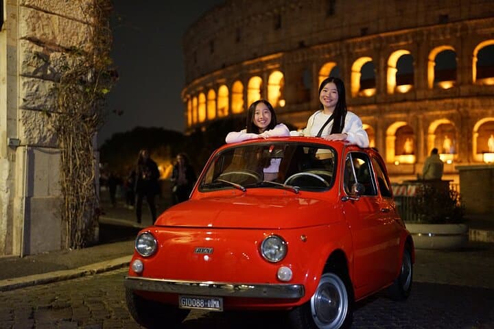 Explore Night in Rome with A Vintage Car Fiat 500 & Photoshoot