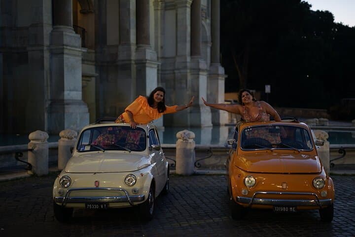 Explore Night in Rome with A Vintage Car Fiat 500 & Photoshoot