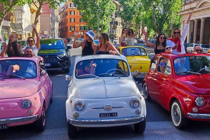 wandering around the eternal city with our Fiat 500 convertibles