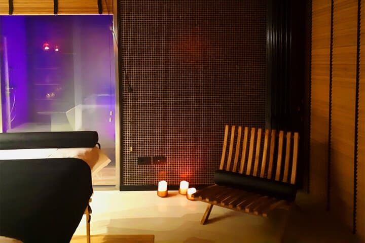 warm and relaxing atmosphere of the massage room
