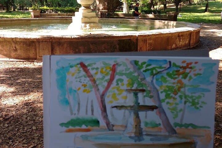 sketching at the fountain