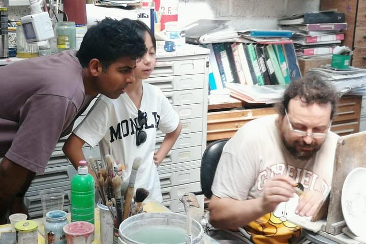 Rajan and Oliver during the ceramic course ...