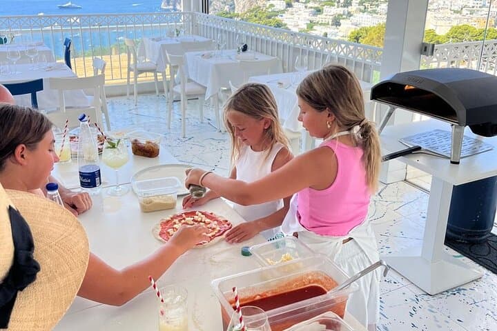 Small Group Capri Pizza Making Class, Tiramisu, Wine and Sea View