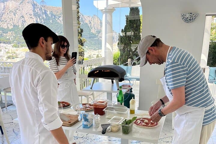 Small Group Capri Pizza Making Class, Tiramisu, Wine and Sea View