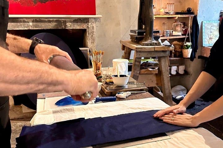 Print on Lake Como silk Art Class & Villa Melzi Gardens Visit