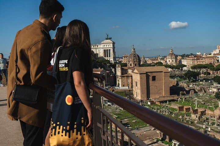 Tour group overlooking the Roman Forum