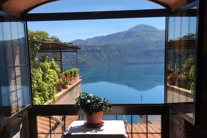 Overlooking the lake of Castel Gandolfo while driving through the ancient town