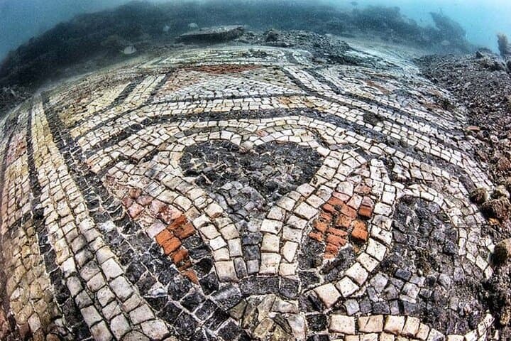 Detail of the Cornflower Mosaic at the Terme del Lacus
