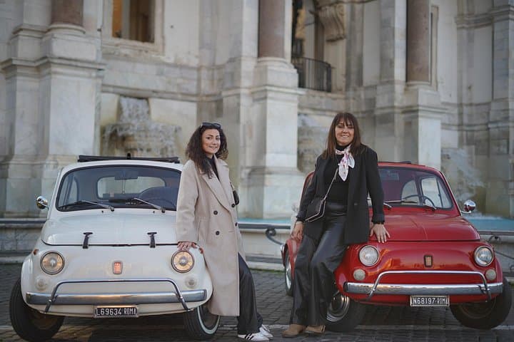 Rome Photography service with fiat 500 vintage car