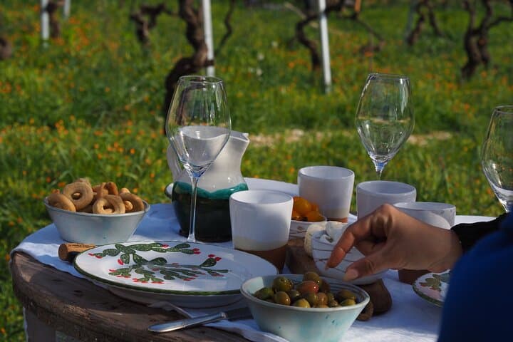 Picnic aperitif in the vineyard of an ancient trullo in Martina Franca
