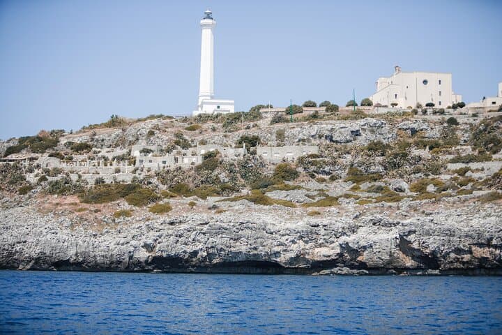 The Lighthouse of Leuca seen during the excursion to the caves of Santa Maria di Leuca