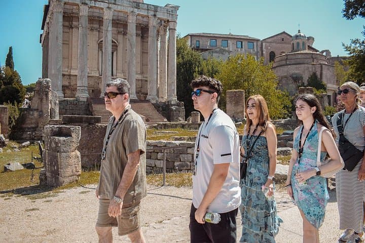Tour group exploring the Roman Forum