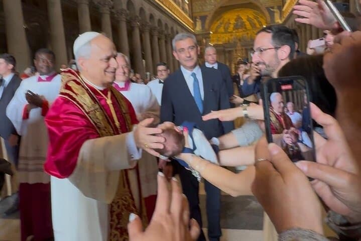 Wonderful "accident" meeting Pope Leo 14 on the tour of Vatican Basilicas, celebrating holy mass in Saint Paul Outside the Walls Basilica