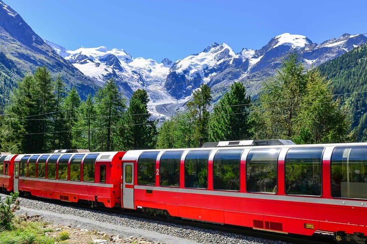 From Milan: Bernina Red Train and Tour of St. Moritz