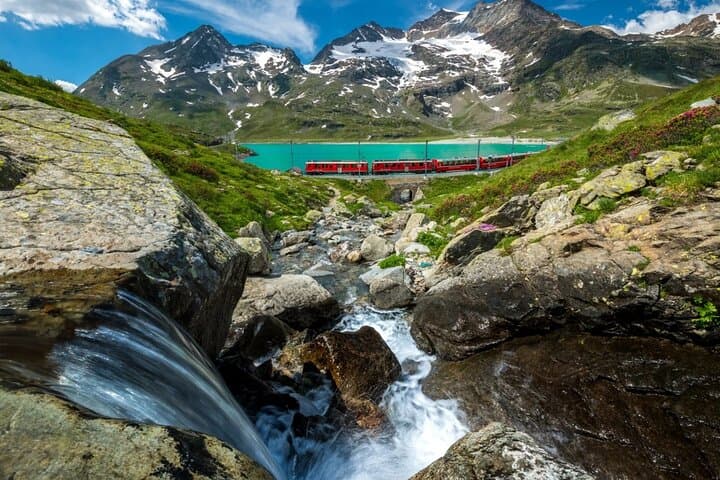 From Milan: Bernina Red Train and Tour of St. Moritz
