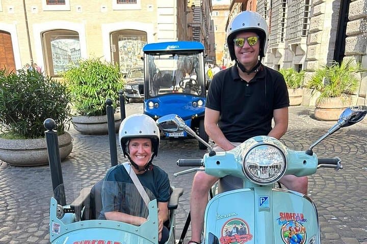 Rome Sunset Vespa Sidecar Tour with Panoramic Prosecco Toast