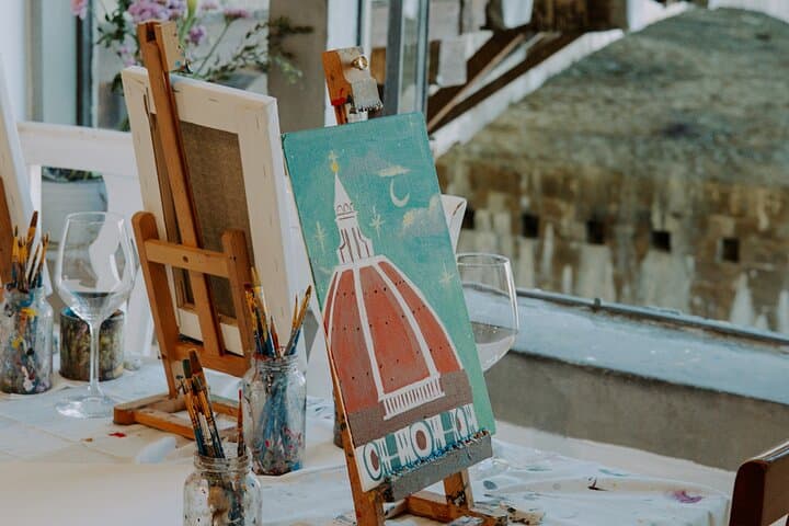 Paint and Wine Experience with Ponte Vecchio View