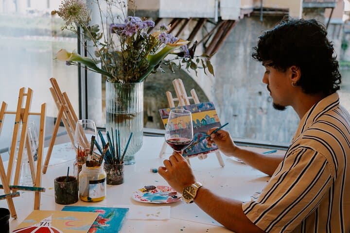 Paint and Wine Experience with Ponte Vecchio View