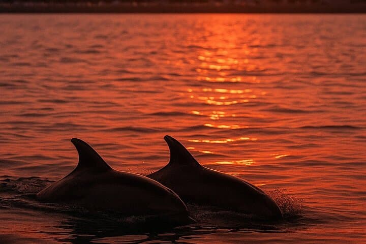 Last lights, after a Serenade in Cala Bernat, under the tower of Bernat, a magical encounter with dolphins