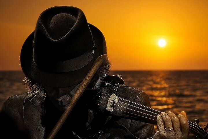 Over the rainbow, at sunset, live, on the sea. It's priceless!