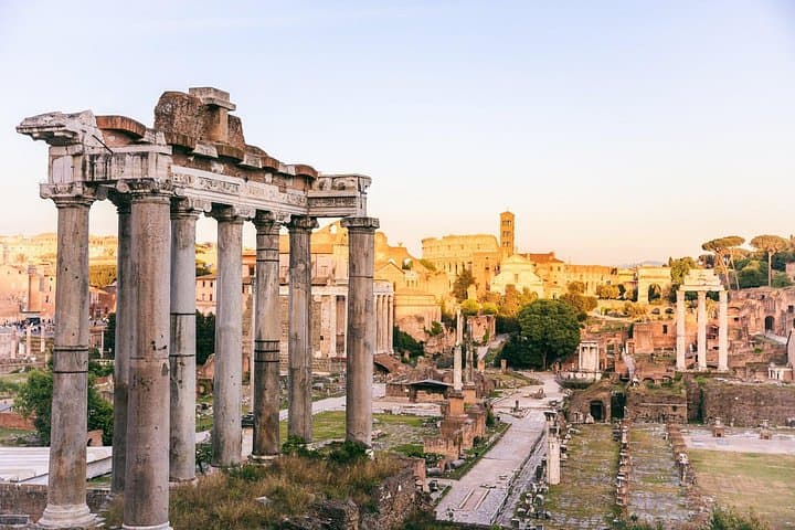 Roman Forum ruins with Ancient columns and Temple remains