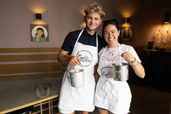 Proud of their homemade gelato creations.