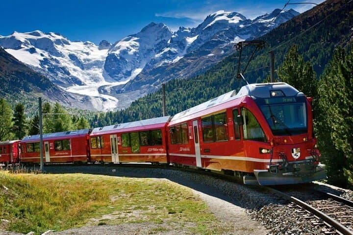 Swiss Alps Bernina Train & St. Moritz Day Tour from Milan