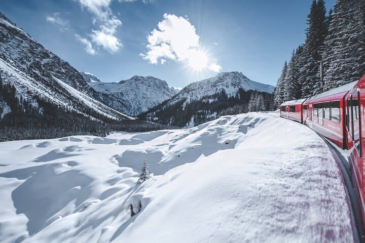 Bernina Red Train, Swiss Alps & St Moritz From Milan