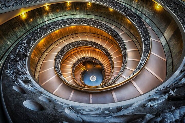 Architectural spiral staircase symbolizing refined Vatican elegance
