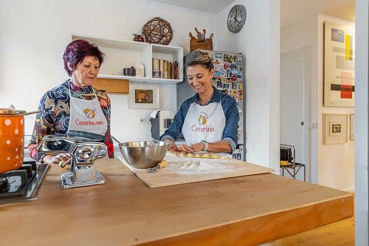 Learning how to make the "ravioli" shape with your Cesarina