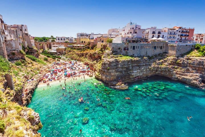 From Monopoli Free time and boat tour in Polignano a Mare