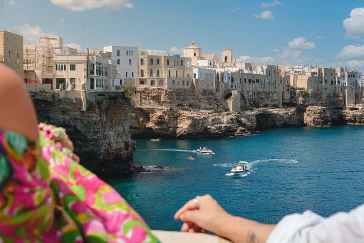 From Monopoli Free time and boat tour in Polignano a Mare