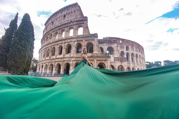 Flying Dress Photoshoot In Rome