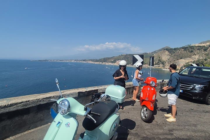 Taormina Vespa Tour Scenic Ride to Castelmola and White Lotus Sites