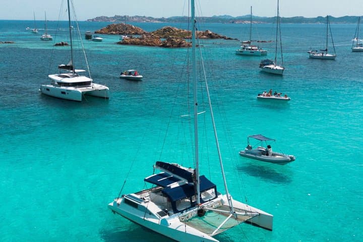 Daily cruise on a sailing catamaran on the La Maddalena archipelago