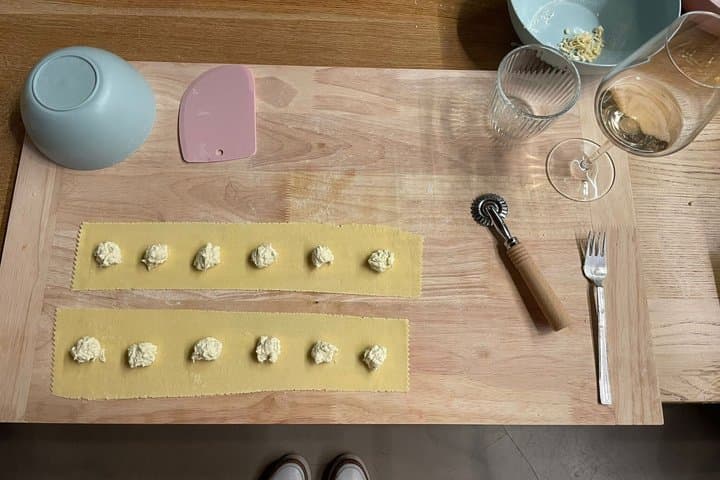 Fresh pasta cooking class with wine tasting