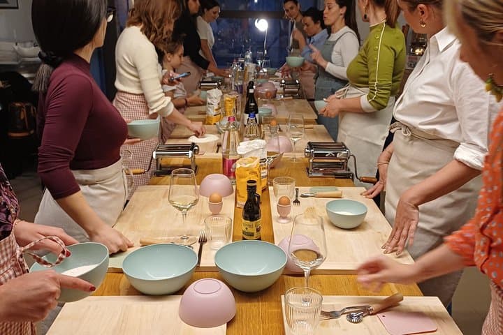 Fresh pasta cooking class with wine tasting