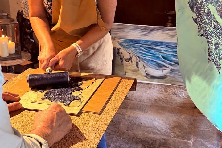 Print on Lake Como silk Art Class & Villa Melzi Gardens Visit