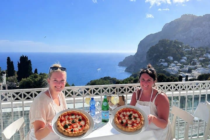 Small Group Capri Pizza Making Class, Tiramisu, Wine and Sea View