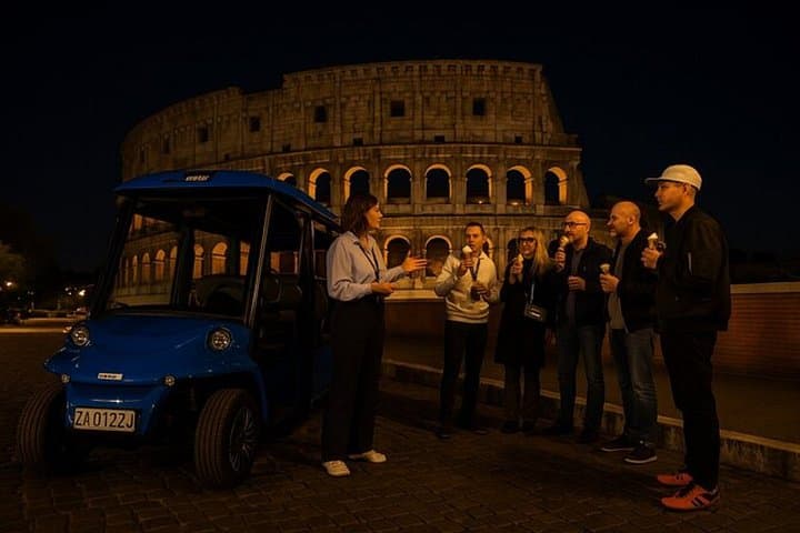 Rome Nighttime Golf Cart Tour with Gelato and City Highlights