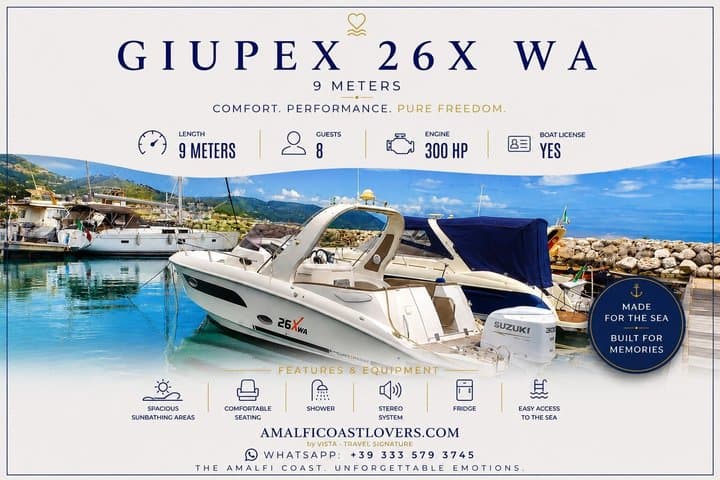 Day in Private Boat with Skipper from Salerno to Positano