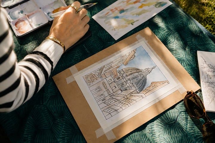 Watercolor Painting Class in Rome with Local Artist