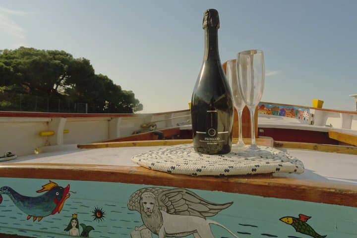 Venice Sunset by Typical Venetian Boat with Prosecco
