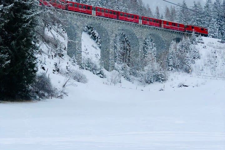 From Milan to St. Moritz Bernina Red Train Alpine Day Trip