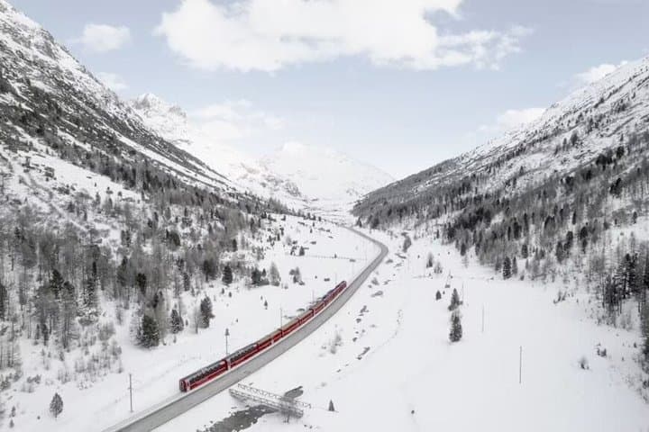 From Milan to St. Moritz Bernina Red Train Alpine Day Trip