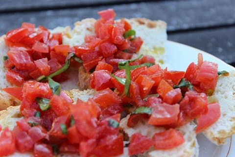 Bruschetta with tomatoes and basil
